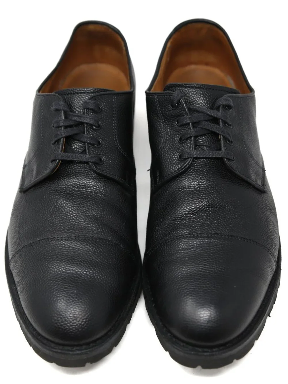 Allen Edmonds Tate Pebbled Leather Derby Mens 11.5 EEE Dress Shoes Cap Toe Black